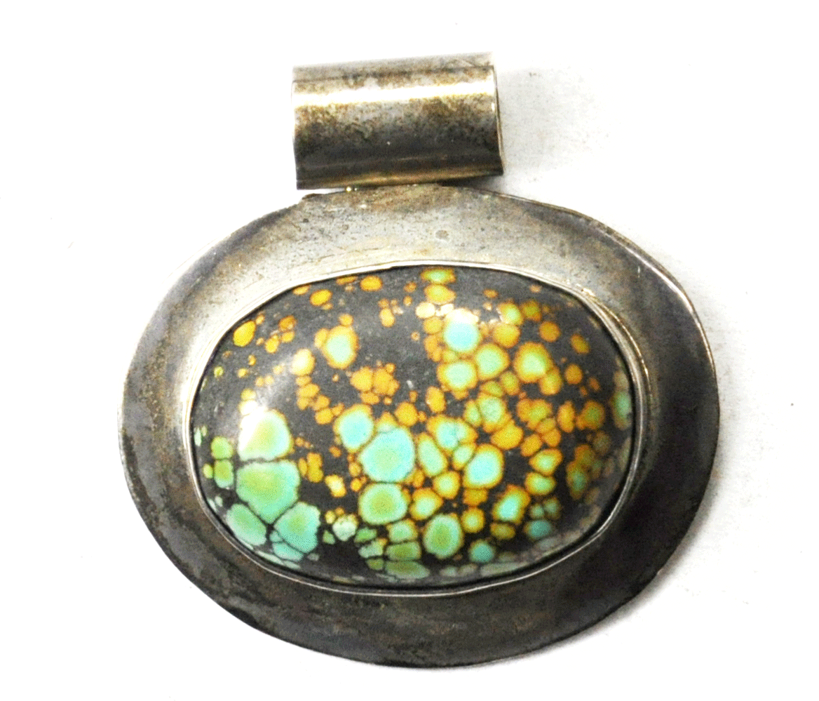 Sterling Silver Number 8 Oval Turquoise Slider Pendant 42 x 43mm