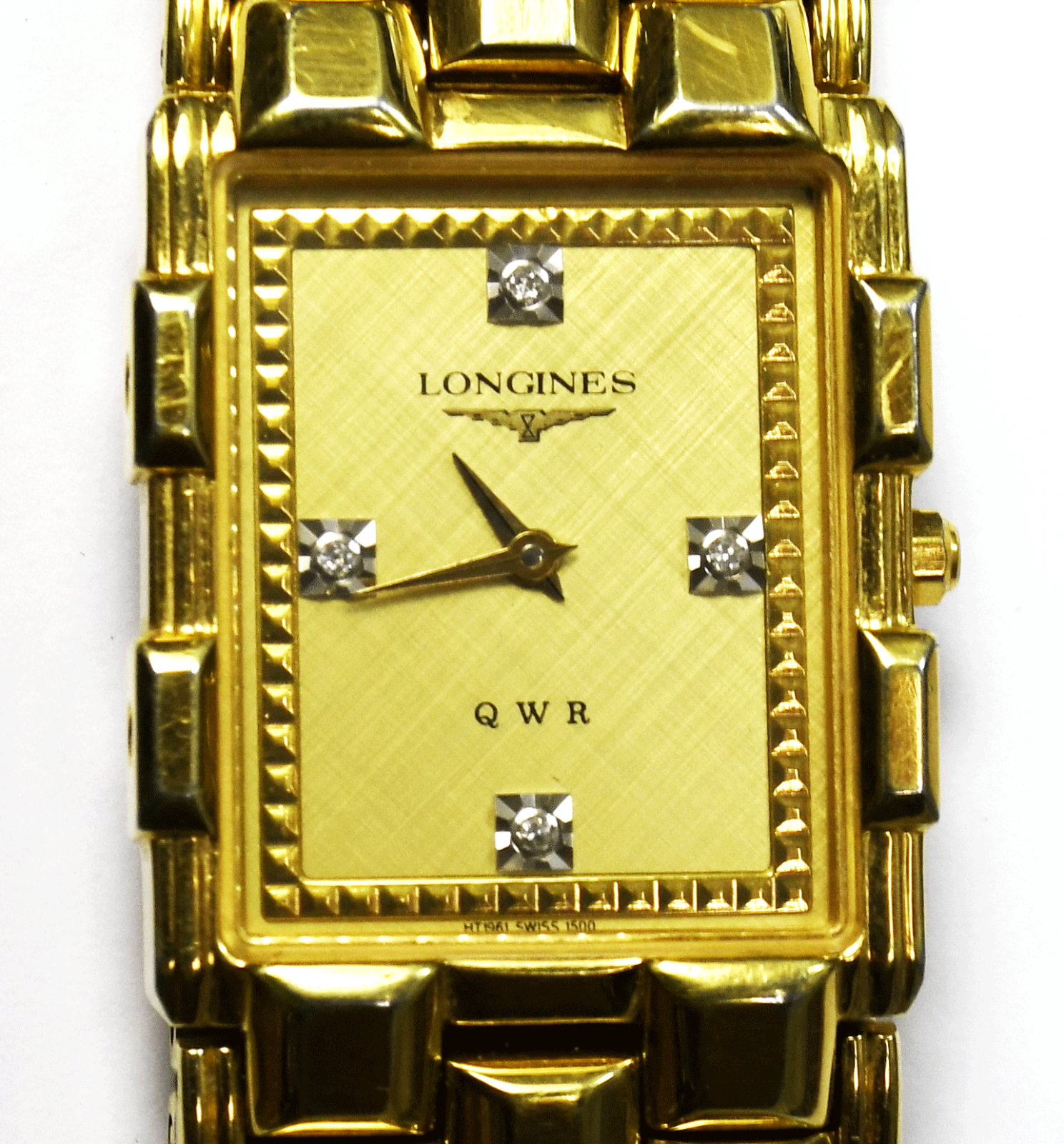 Vintage Longines QWR Dress Watch Rectangle Gold Tone 25mm 7.5