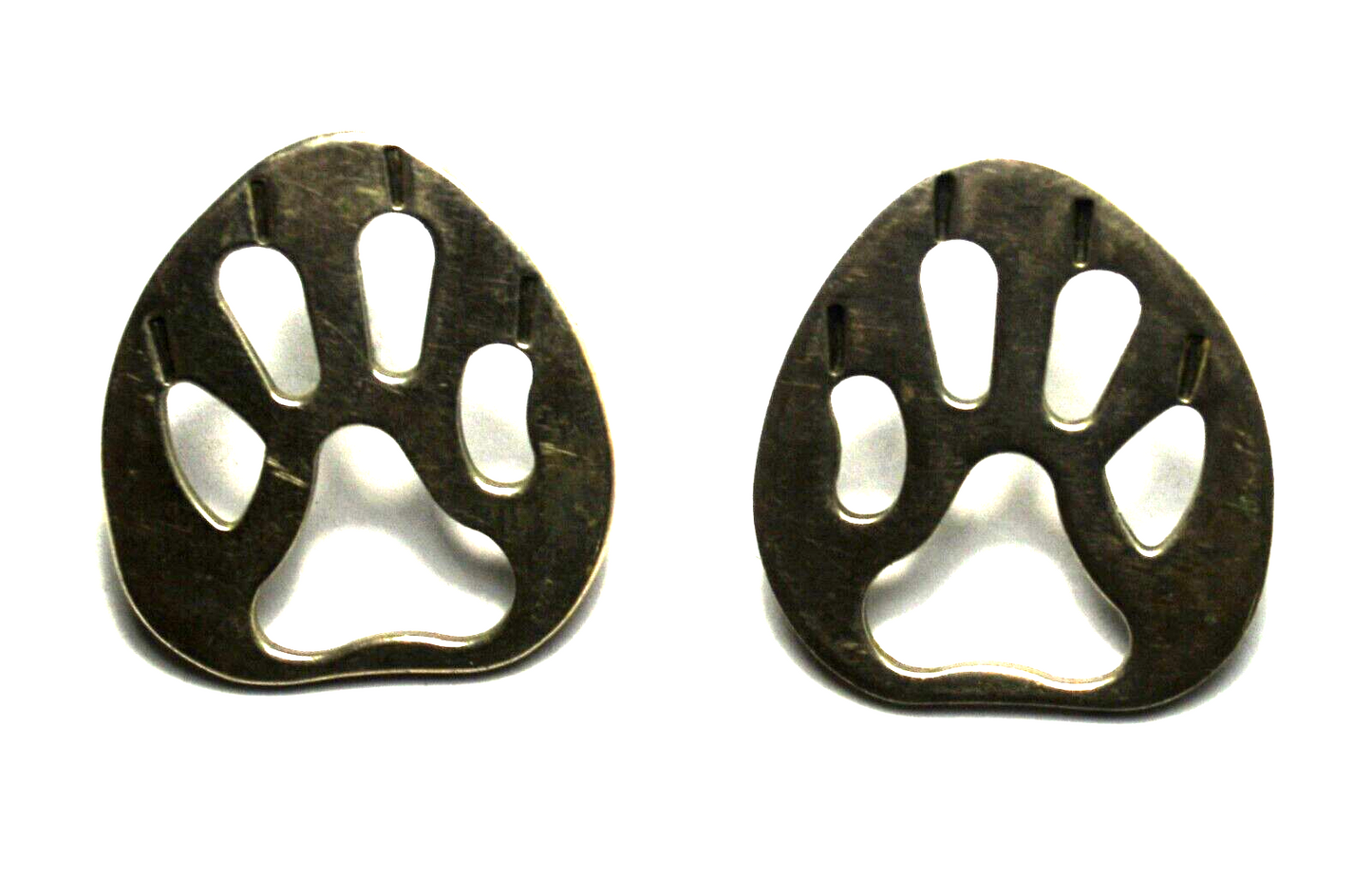 Sterling Silver Bear Dog Animal Paw Cutout Earrings 24mm x 22mm