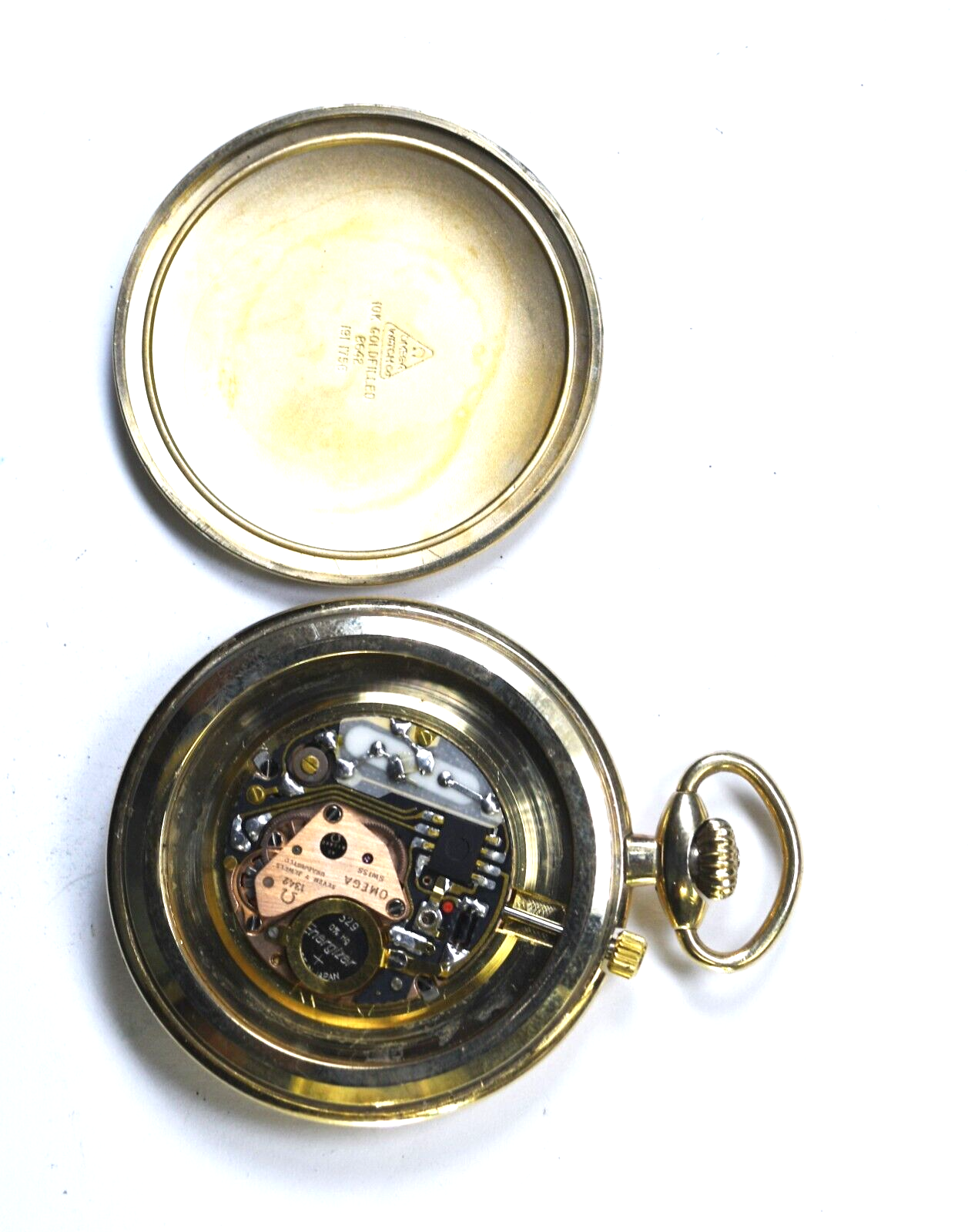 Vintage Omega 1342 Quartz Hunters Pocket Watch 47mm GF 191 1756 Comdisco