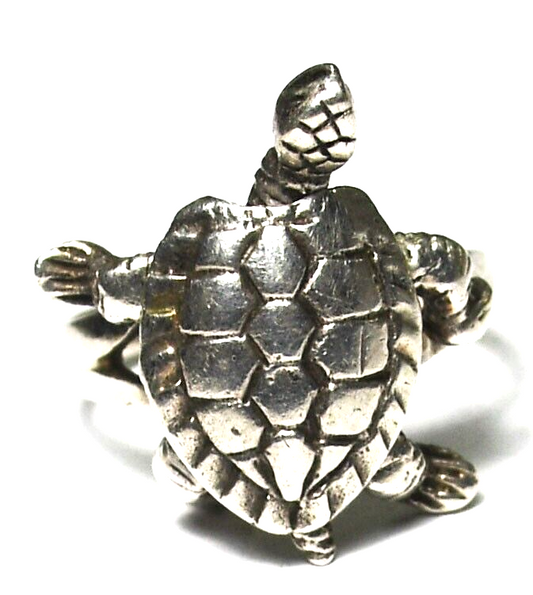 Sterling Silver Articulated Turtle Ring 18mm Size 4.75