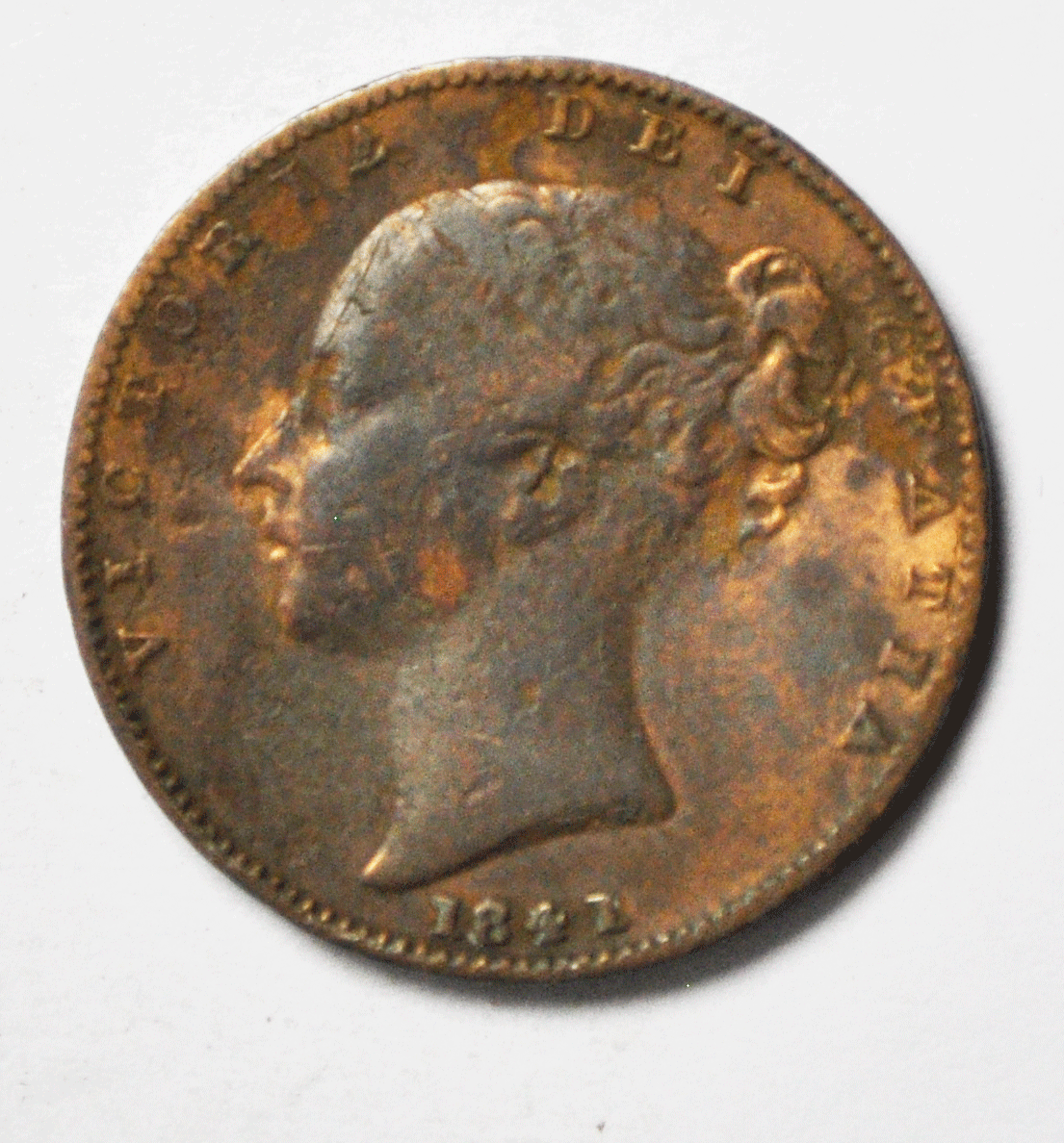 1841 1F Great Britain Farthing Copper Coin KM#725 Rare