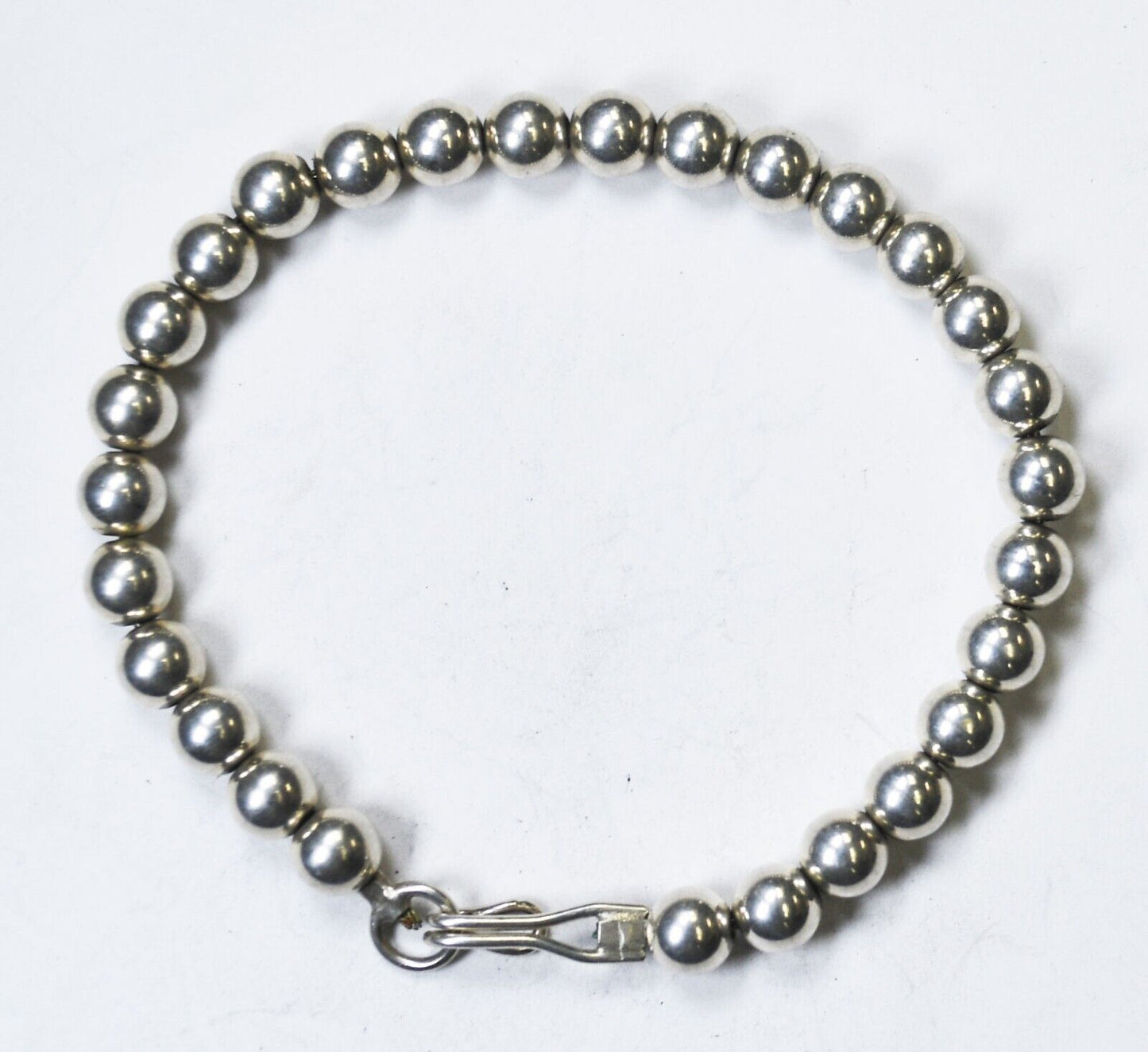 Silver Plated Bead Bracelet 6mm 7.25"