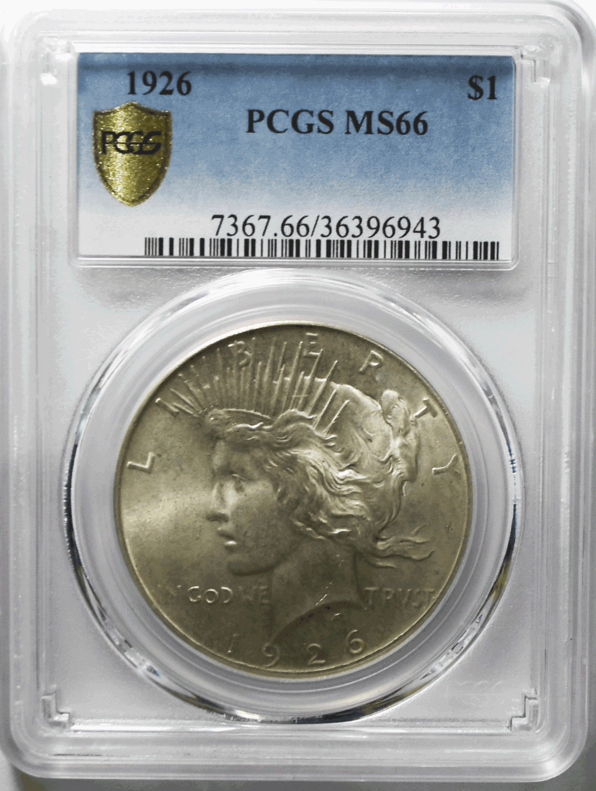 1926 $1 Peace Silver One Dollar US PCGS MS66 Philadelphia Brilliant Uncirculated