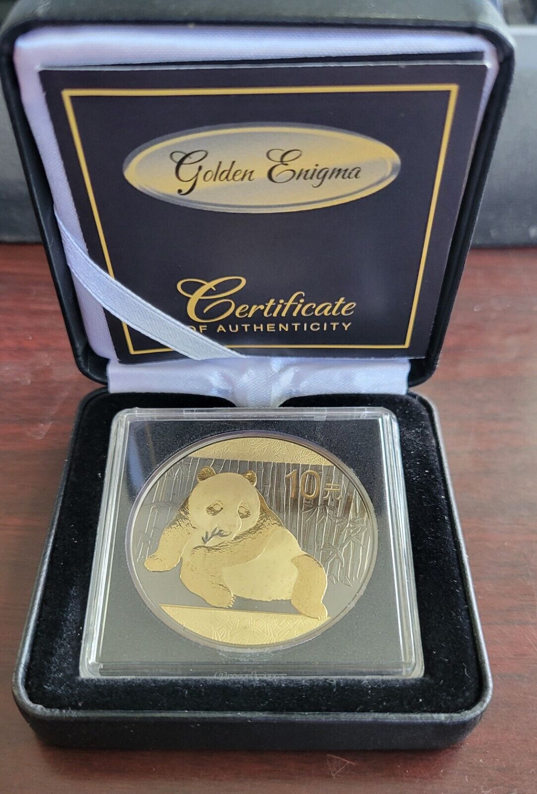 2015 China 10 Yuan 1oz .999 Fine Silver Golden Panda Black Ruthenium Finish