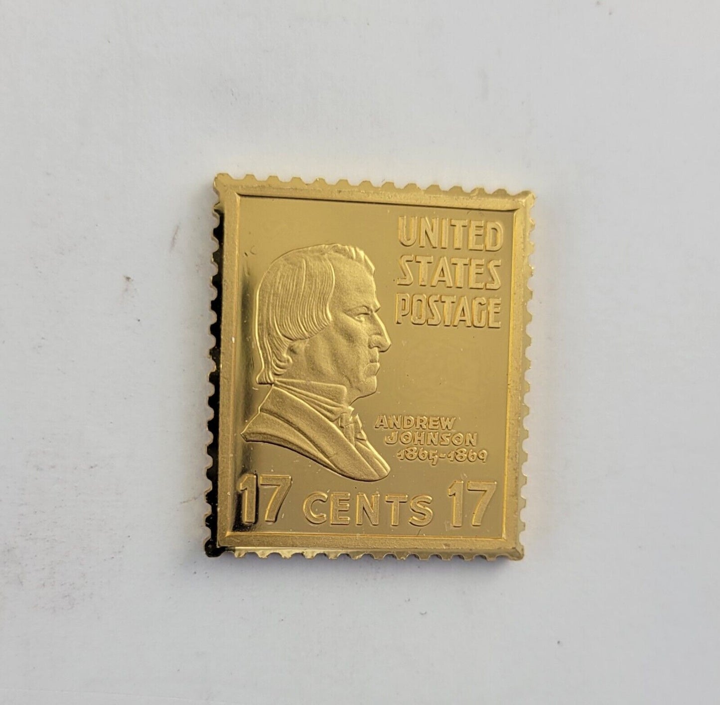 USPS United We Stand .999 Fine Silver Gold Plated Stamp Andrew Johnson .35oz