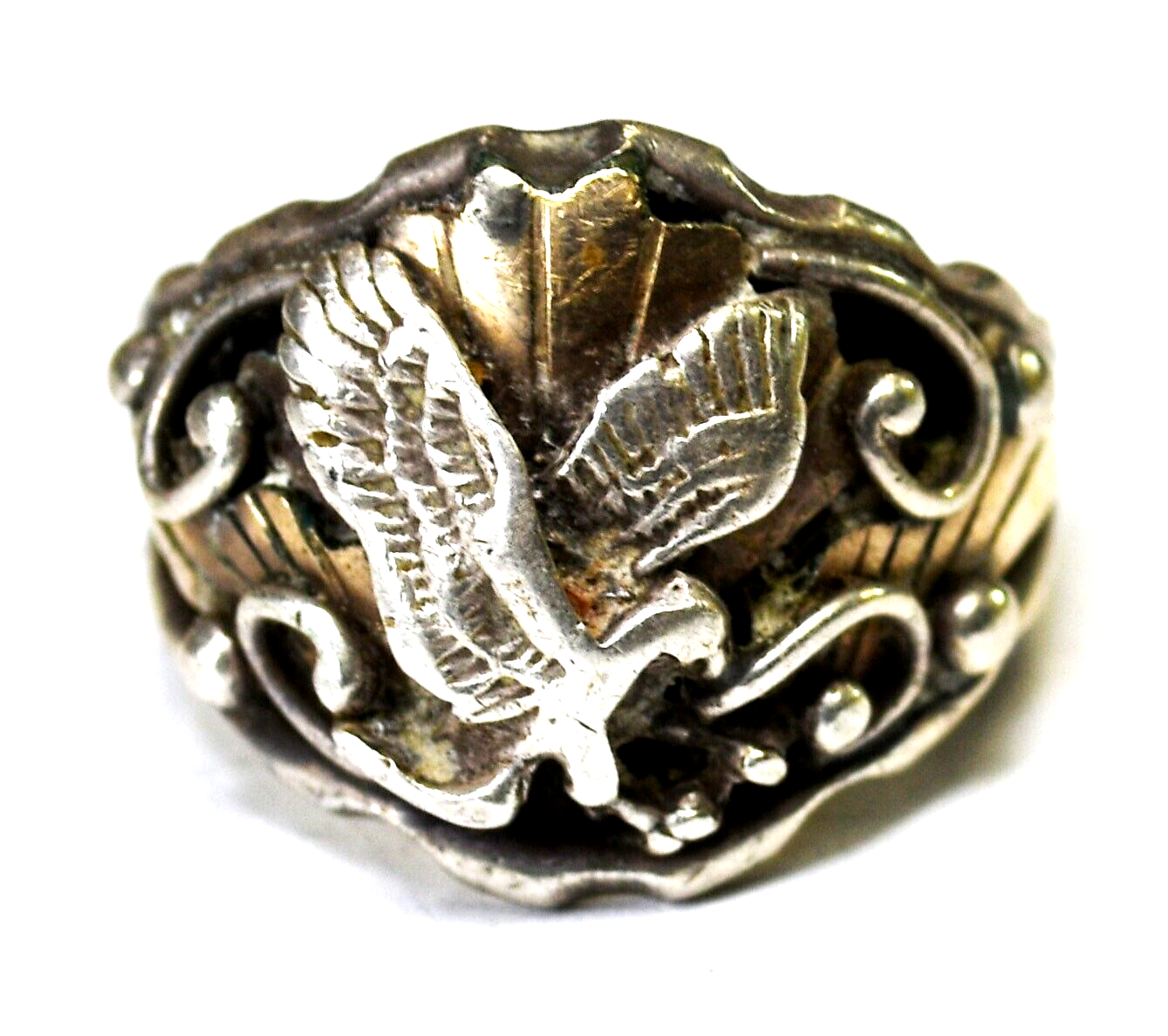 Sterling Silver Glen Willie Gold Filled Eagle Ring 22mm Size 13.5