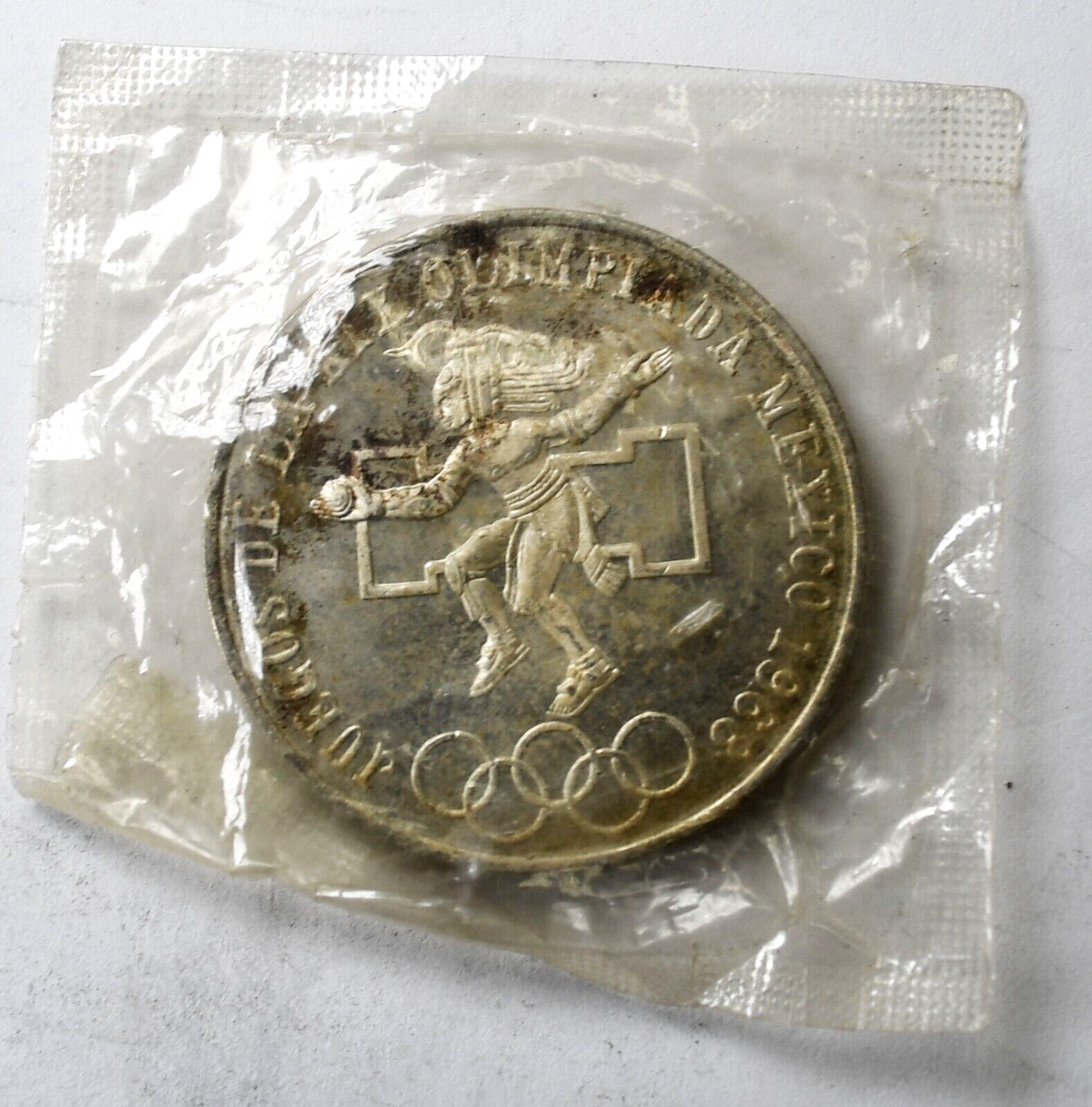 1968 Mexico 25 Pesos Silver Olympic Coin Proof Like Plastic Sealed Uncirculated