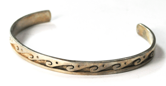 Sterling Wave 6mm Cuff Bracelet 5-3/4" Eagle Sun Maker Mark