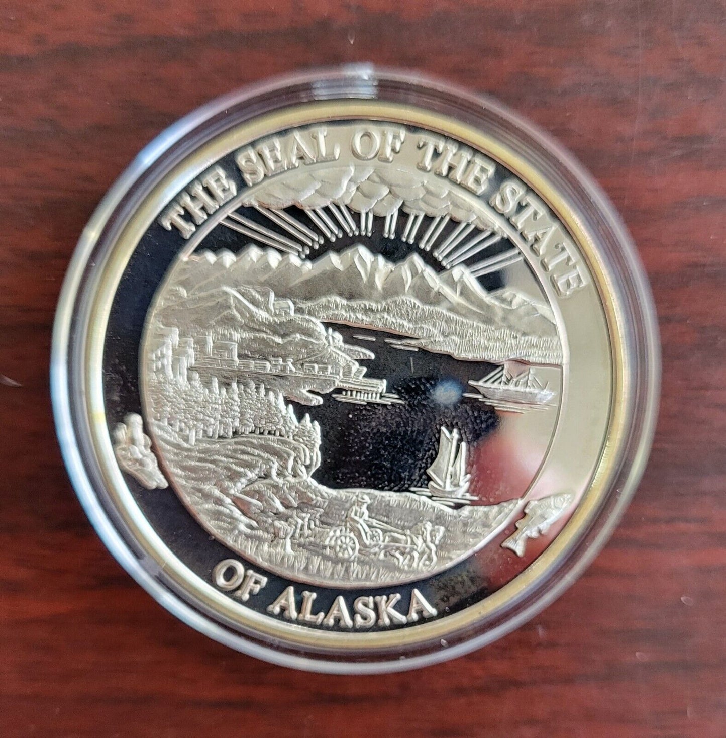 Alaska Mint Prospector 1oz .999 Fine Silver  Colored Enameled Round Encapsuled