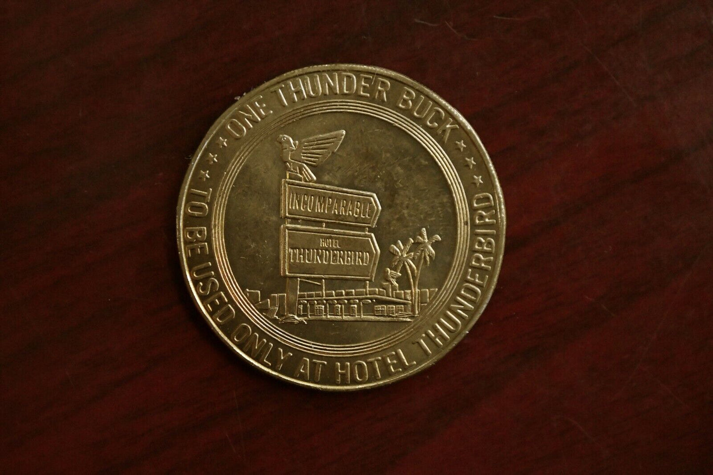 1966 Hotel Thunderbird Casino Token One Thunder Buck Las Vegas Nevada