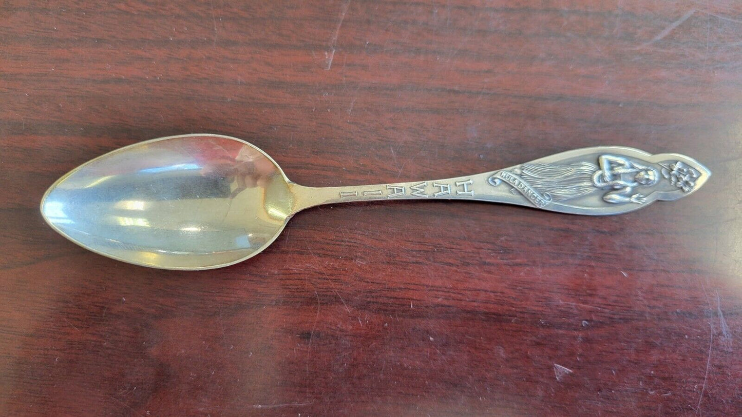 Hawaii Hula Dancer Sterling Silver Souvenir Spoon 5 1/2" Vintage .61oz.