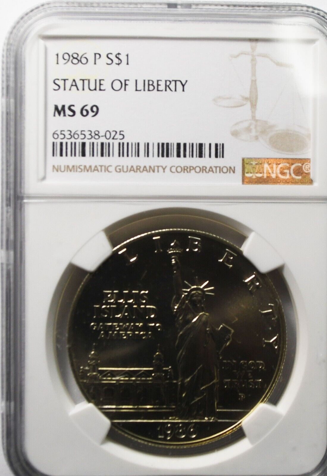 1986 S $1 Statue of Liberty  Commemorative Silver One Dollar NGC PF69 UC