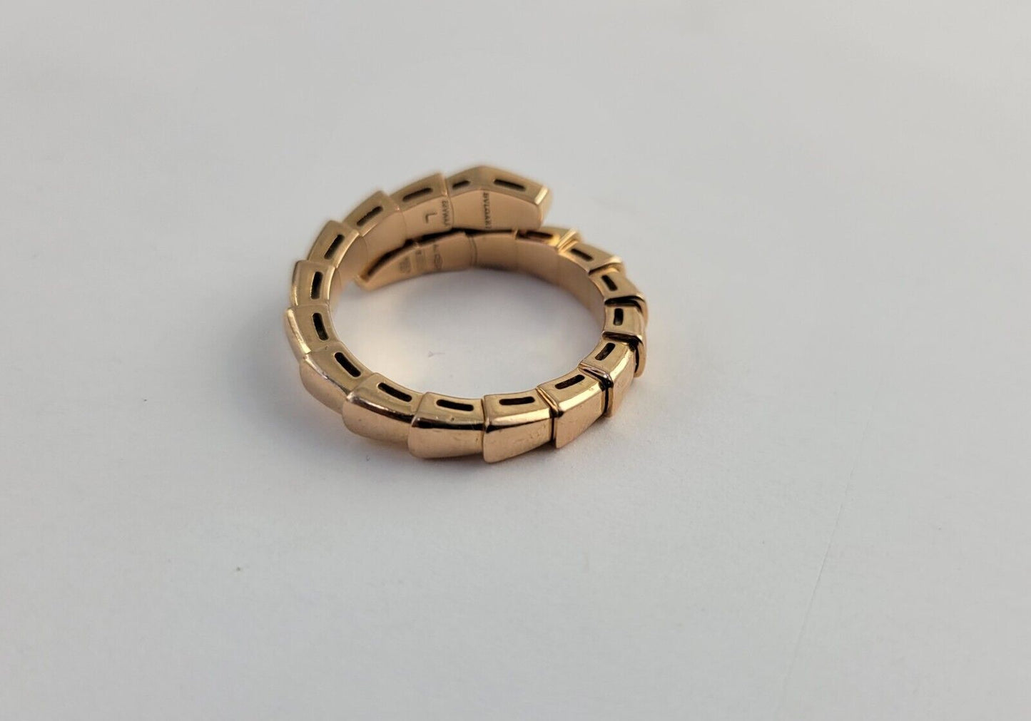 BVLGARI Ring Serpenti Viper US7-7.75 L Engraved  18K 750 Yellow Gold Band