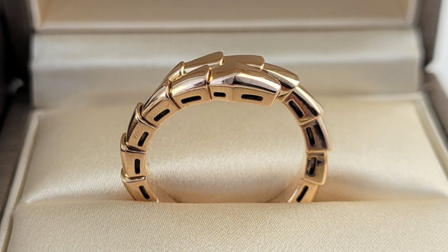 BVLGARI Ring Serpenti Viper US7-7.75 L Engraved  18K 750 Yellow Gold Band