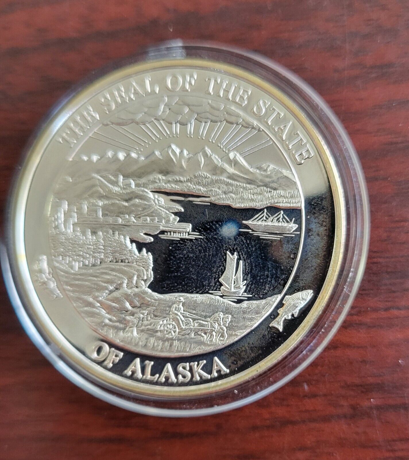 Alaska Mint Prospector 1oz .999 Fine Silver  Colored Enameled Round Encapsuled