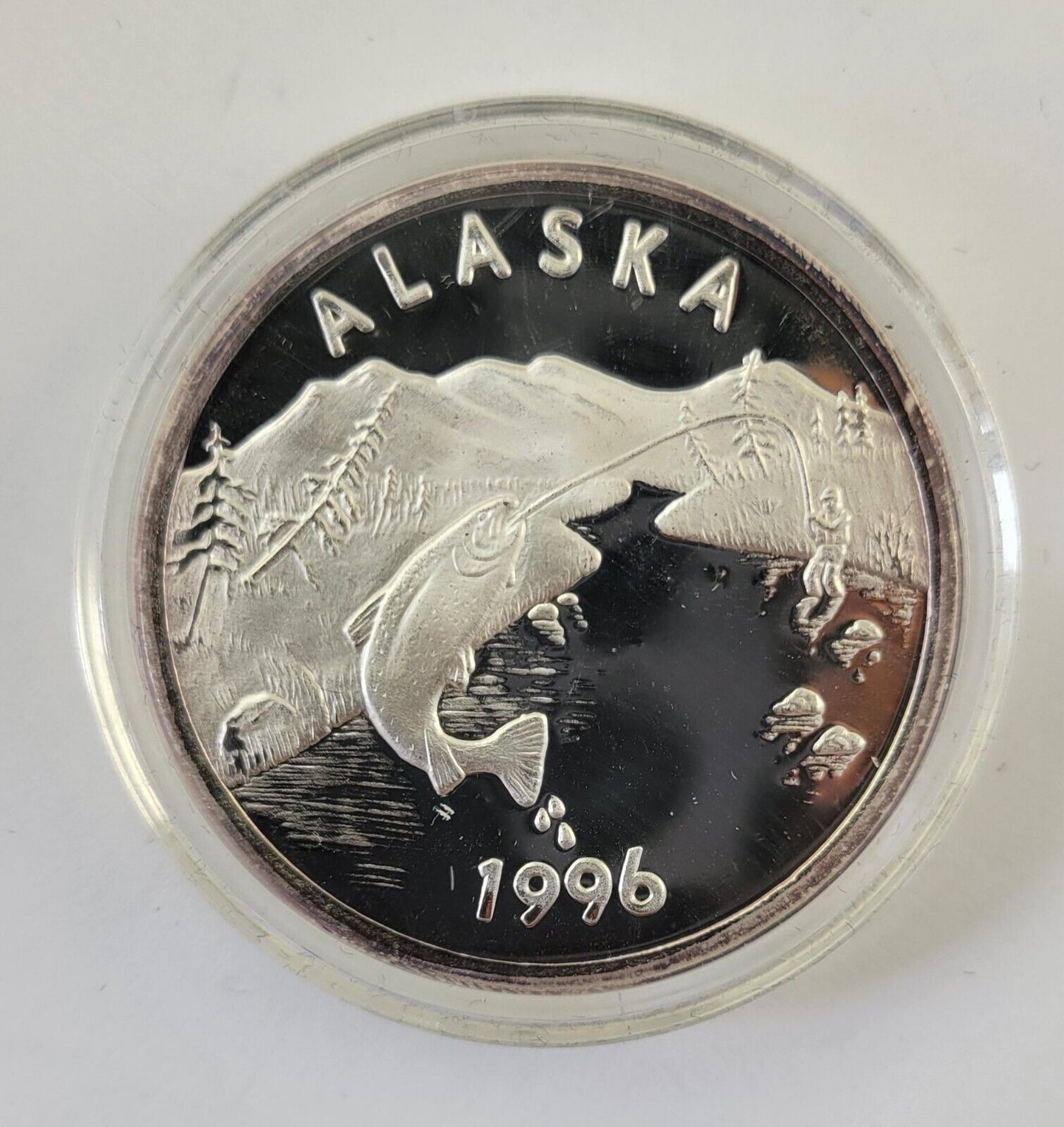 1996 Alaska Mint 1oz. Sport Fishing Medallion Series Proof .999 Fine Silver