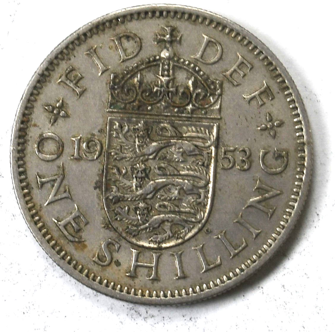 1953 Great Britain One Shilling Copper Nickel Coin KM# 890