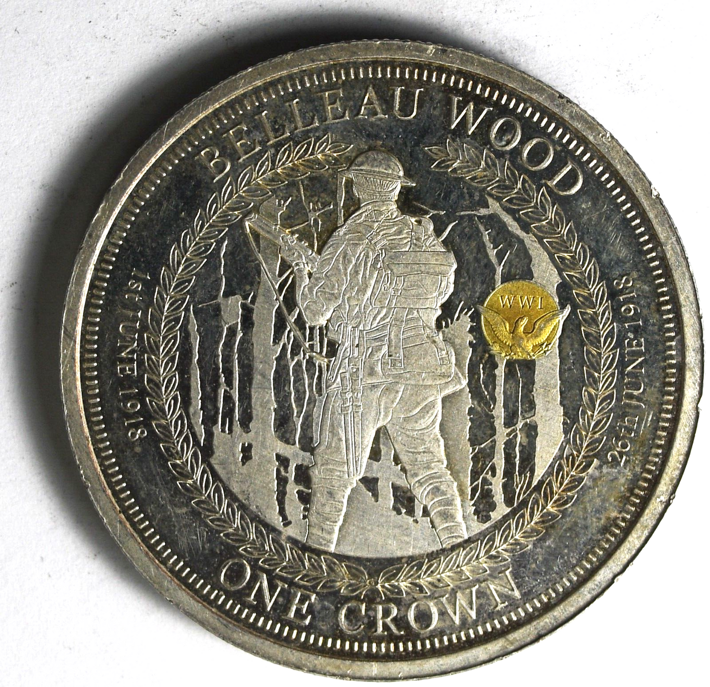 2017 Tristan da Cunha Proof 1 Crown Belleau Wood WW1 Anniversary Coin