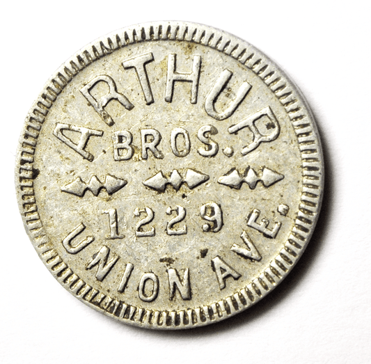 Kansas City Missouri 2-1/2c Trade Token Arthur Bros Saloon 1229 Union Ave