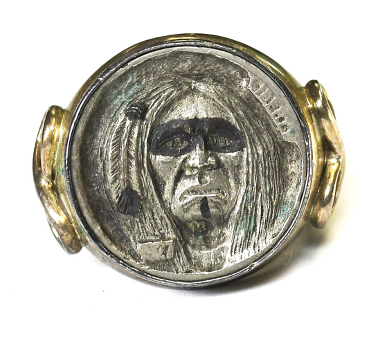 Sterling Silver 1927 Hobo Buffalo Nickel Ring 22mm Size 11.75