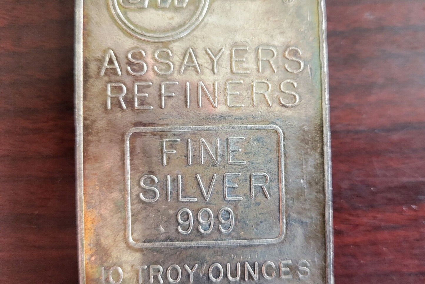 Gold Way Assayers Refiners Silver 10 Troy Ounce Art Bar .999 Fine Silver Rare