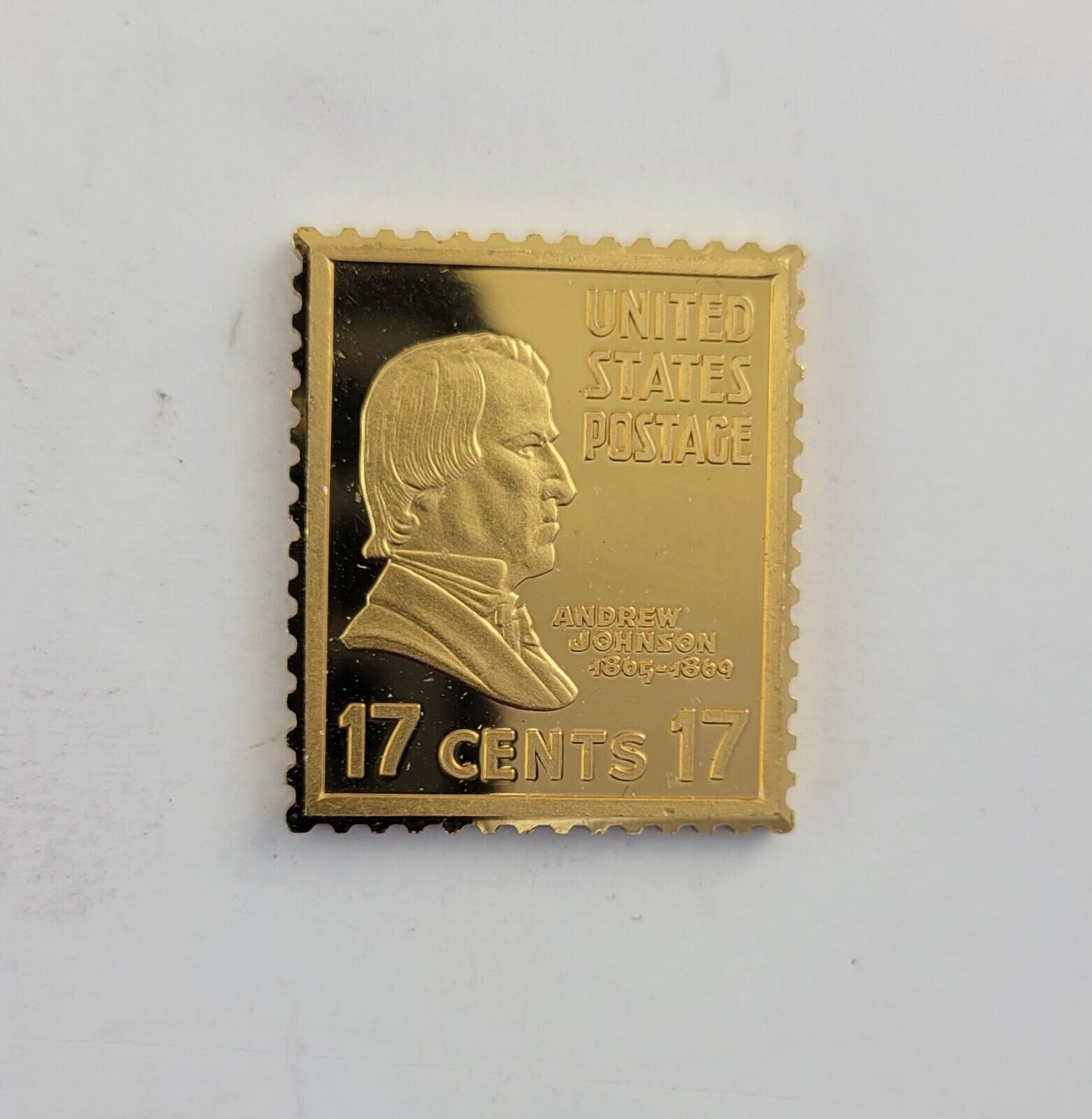 USPS United We Stand .999 Fine Silver Gold Plated Stamp Andrew Johnson .35oz