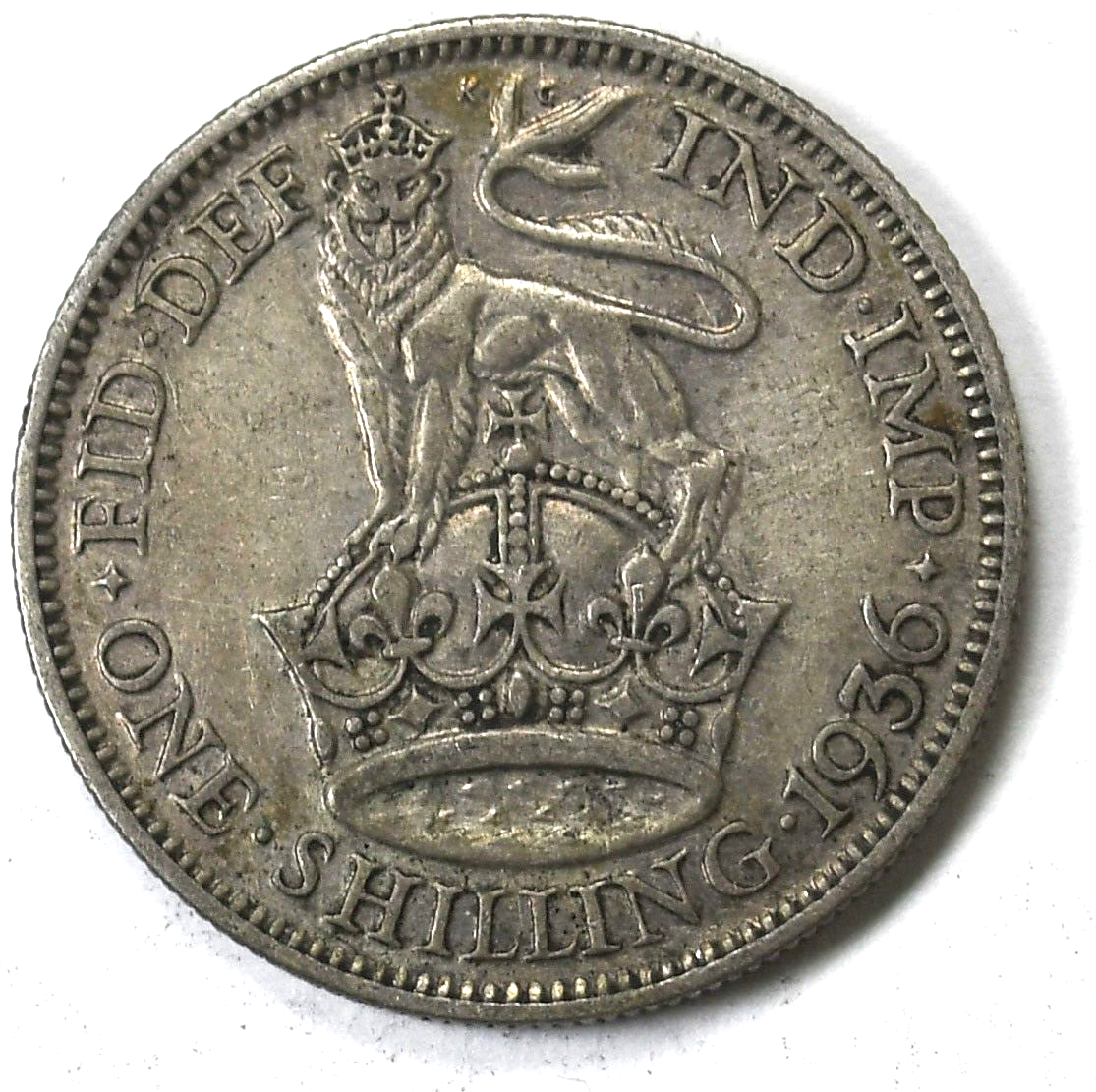 1936 Great Britain One Shilling Silver Coin KM# 833