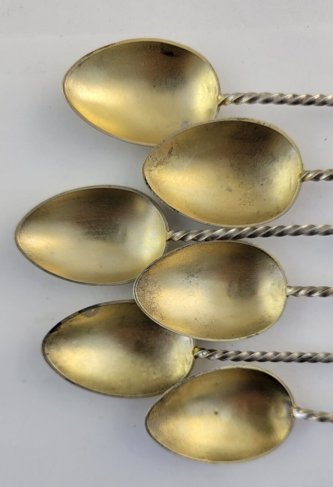 6pc. Sterling Silver 4 3/4" Demitasse Spoons with Goldwash Bowls 1.7oz