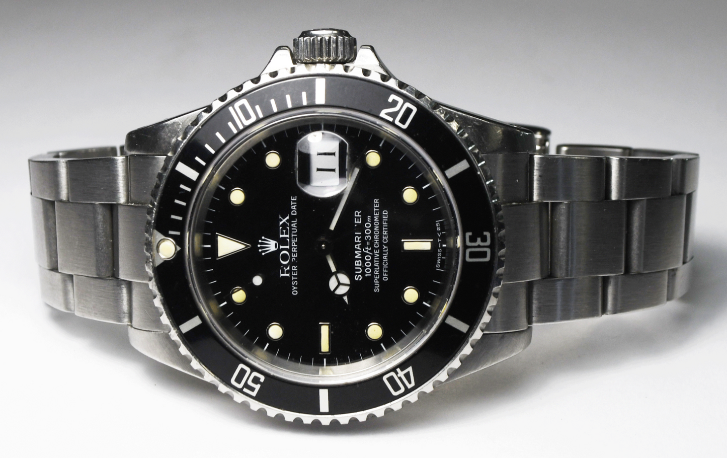 1989 Men's Rolex 16610 Submariner Black 41mm Stainless 7" Wrist 3135