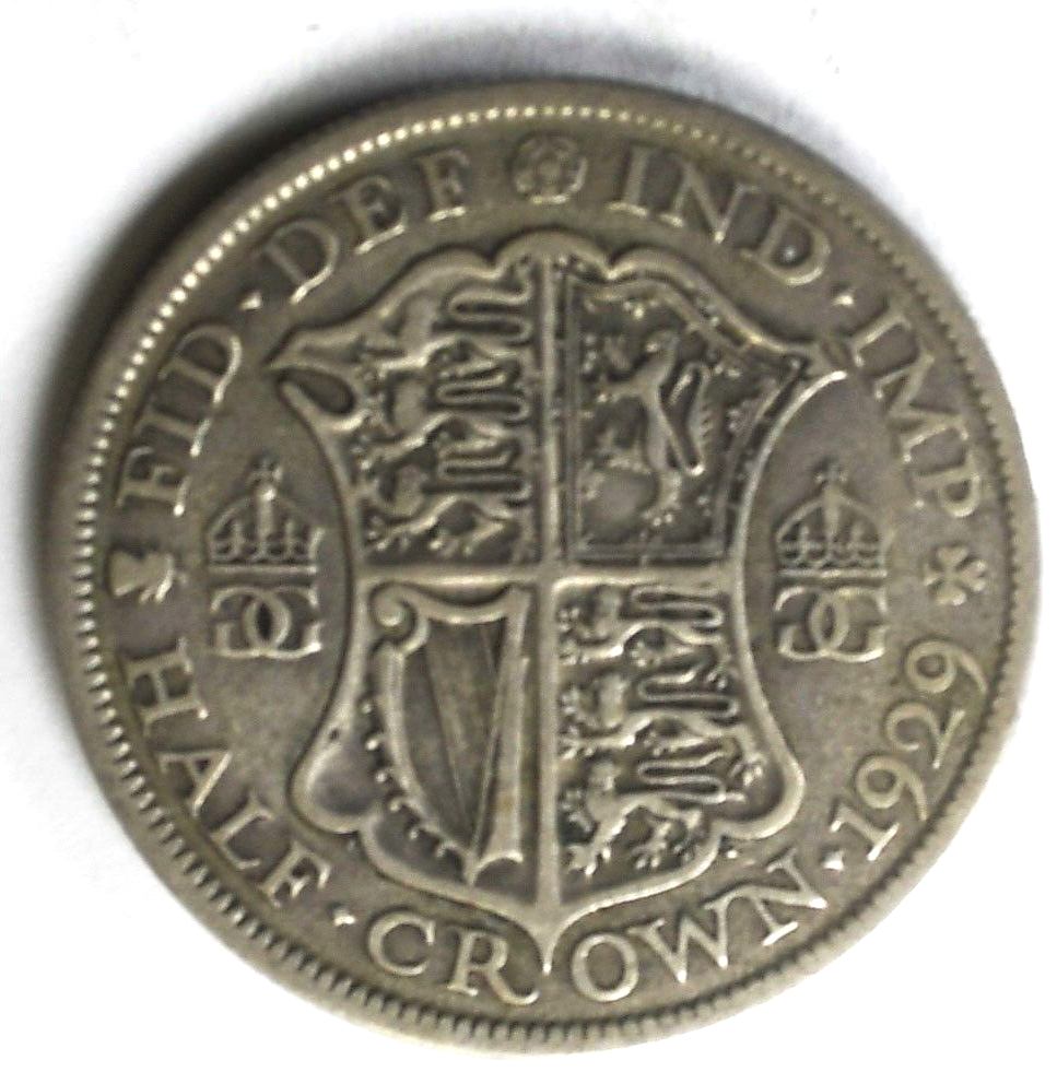 1929 Great Britain Half 1/2 Crown KM# 835 Silver Coin