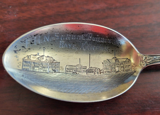 F.H.N.S School Buildings Hays Kansas Sterling Souvenir Spoon 5 5/8" .55oz.