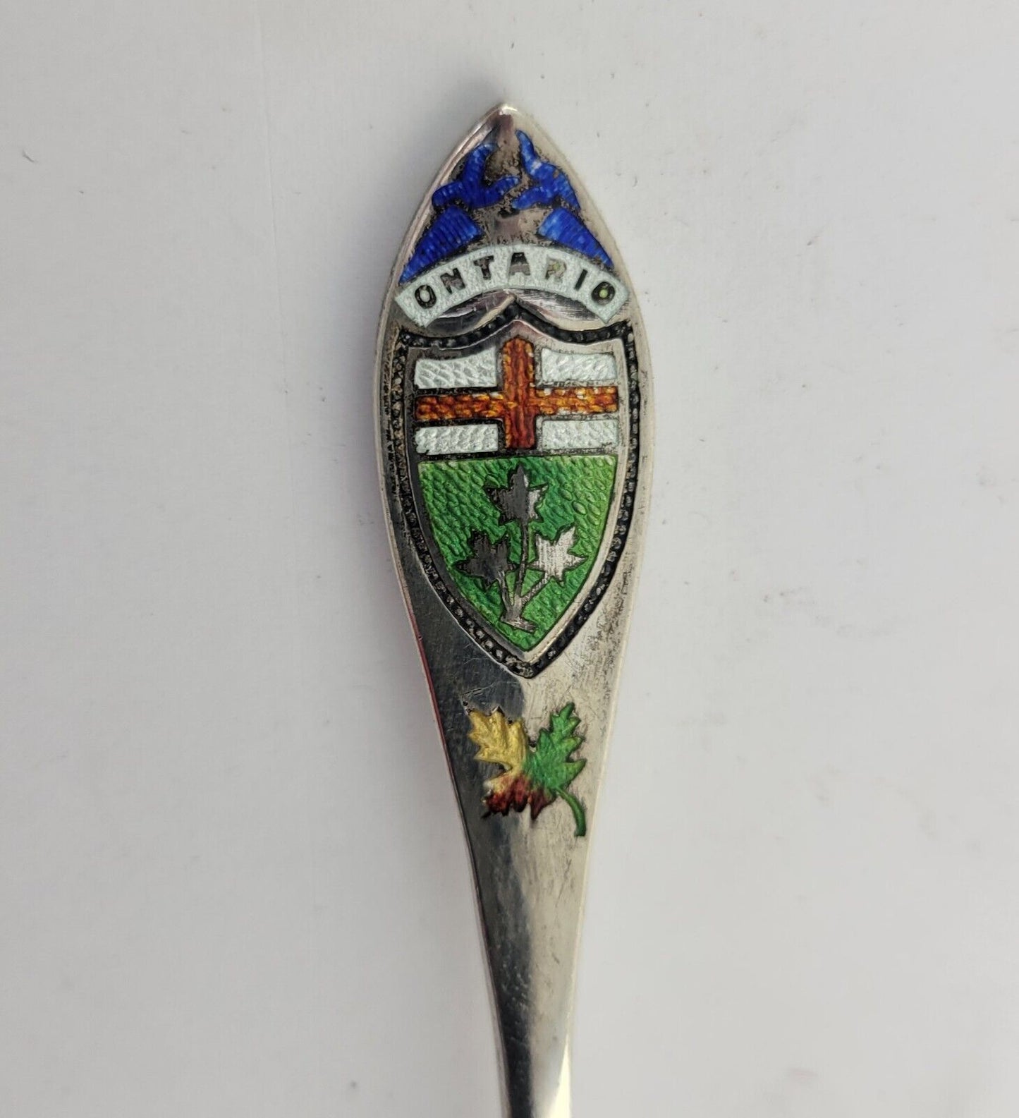 Ontario Canada Enameled Sterling Silver 4 3/4" Souvenir Spoon .61oz. By B.M. Co.