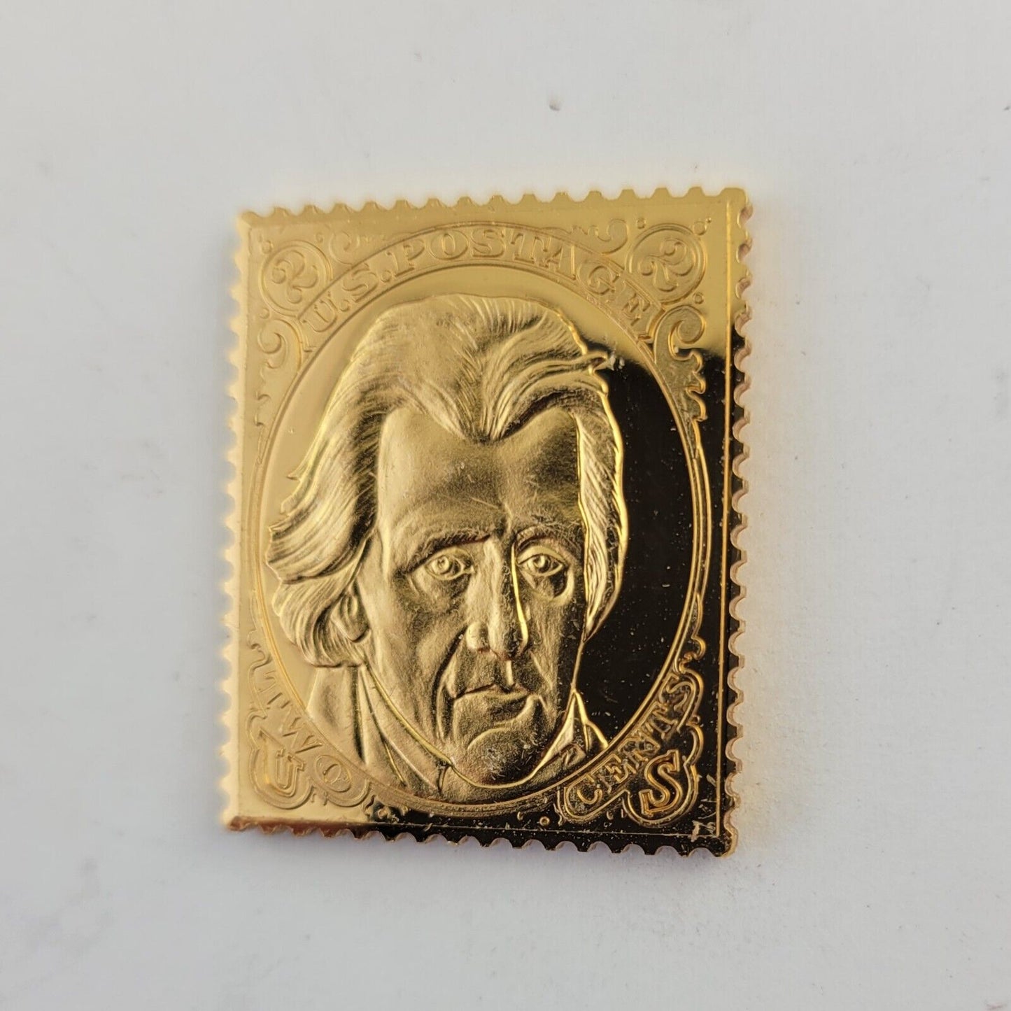 USPS United We Stand .999 Fine Silver Gold Plated Stamp Andrew Jackson