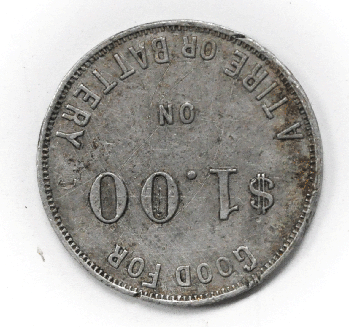 Peabody Kansas Tire Service $1 One Dollar Trade Token 38mm Aluminum