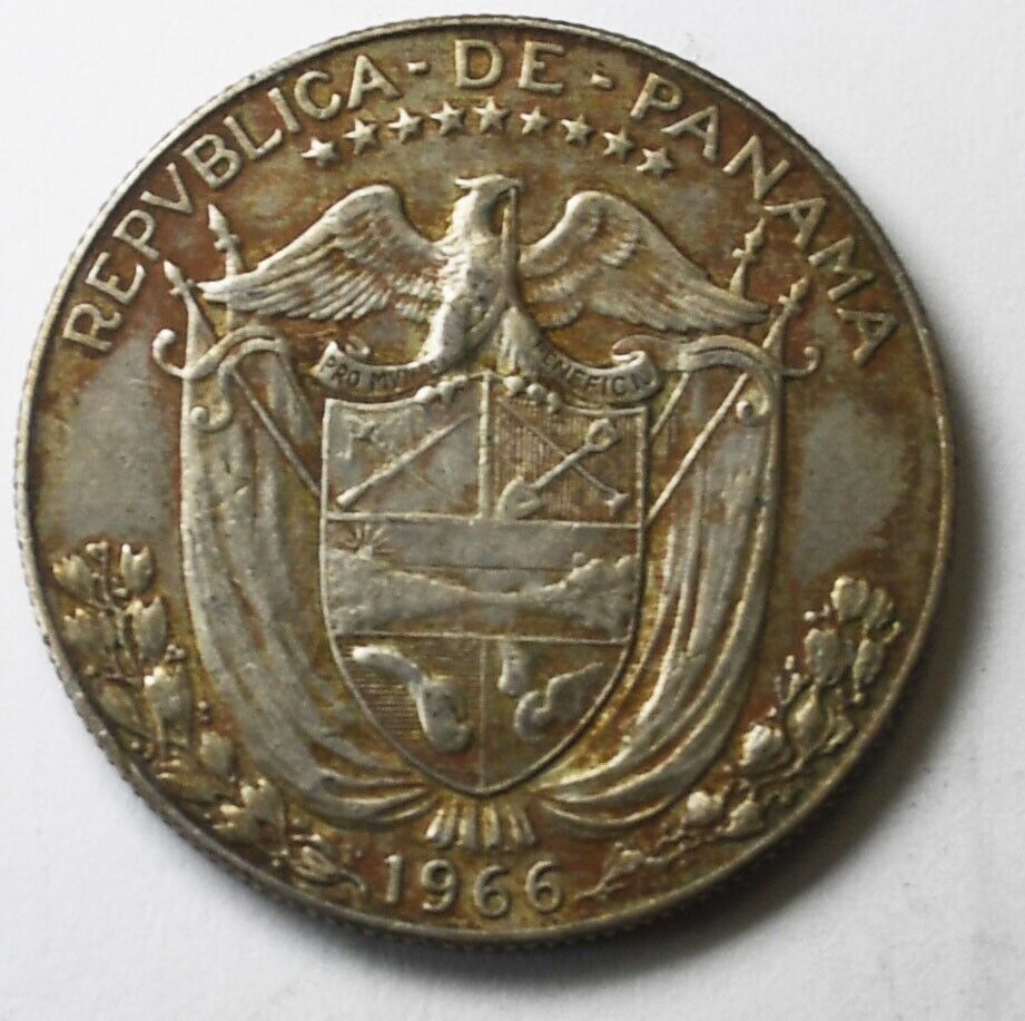 1966 Panama 1/2 Half Balboa Silver Coin KM# 12a.1