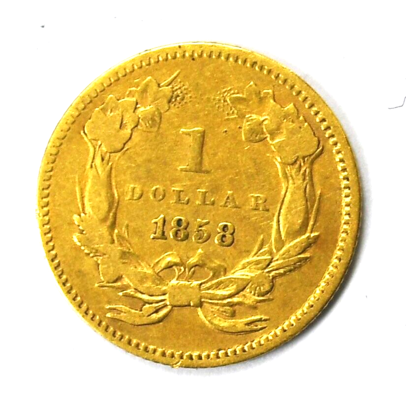 1858 $1 Indian Princess One Dollar Gold Type 3