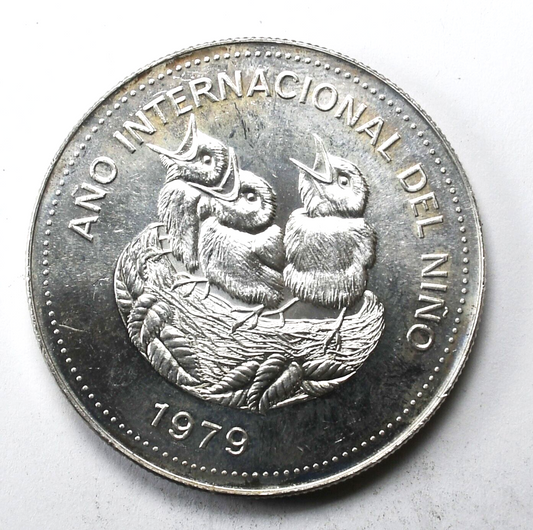 1979 Costa Rica 100 One Hundred Colones Silver Coin KM# 206 Only 9,500 Minted