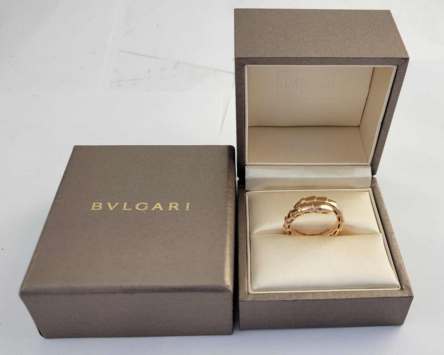 BVLGARI Ring Serpenti Viper US7-7.75 L Engraved  18K 750 Yellow Gold Band