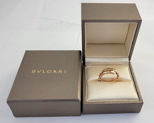 BVLGARI Ring Serpenti Viper US7-7.75 L Engraved  18K 750 Yellow Gold Band