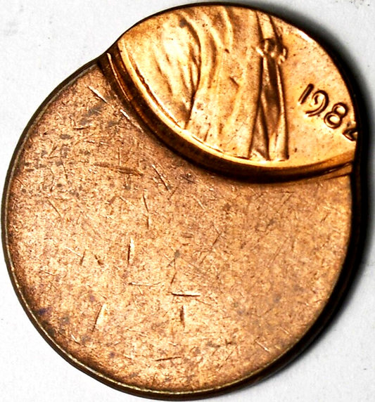 1982 1c Lincoln Memorial One Cent Penny Off Center Error Large Date Zinc