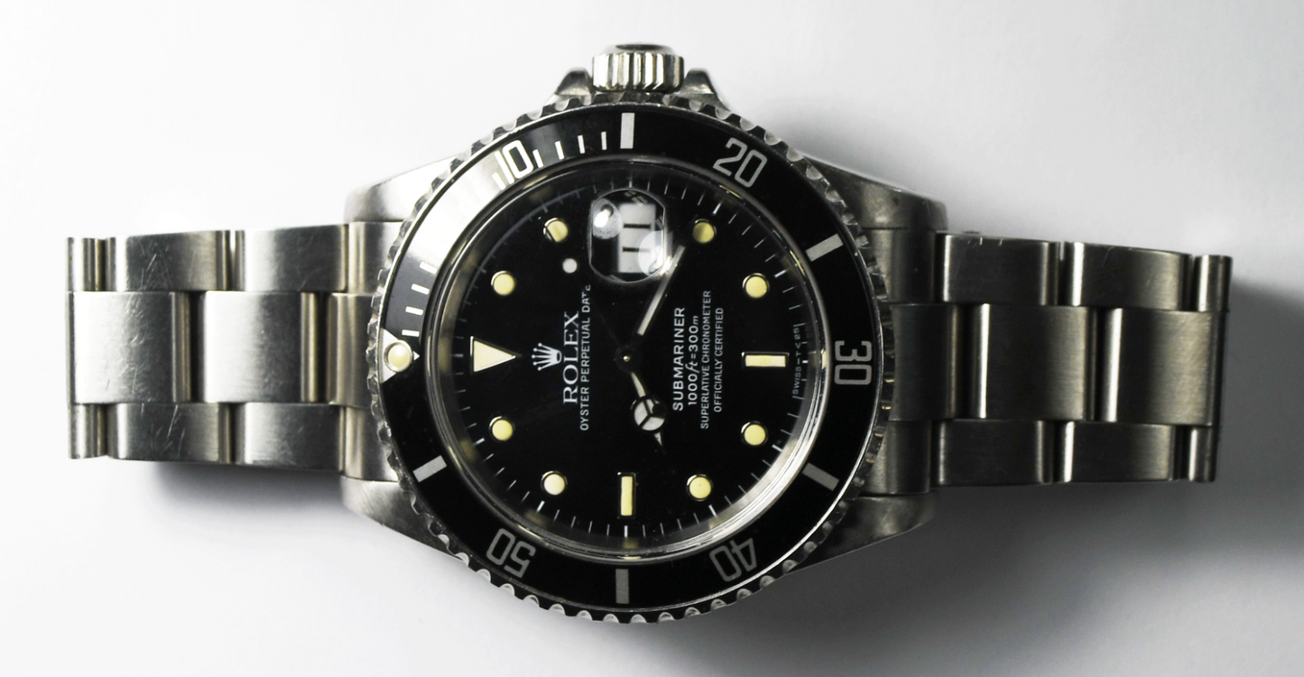 1989 Men's Rolex 16610 Submariner Black 41mm Stainless 7" Wrist 3135