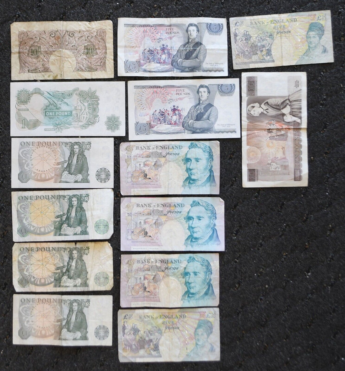 14 Great Britain Banknotes 10 Shillings 1 5 10 Pound 50 Pounds Total