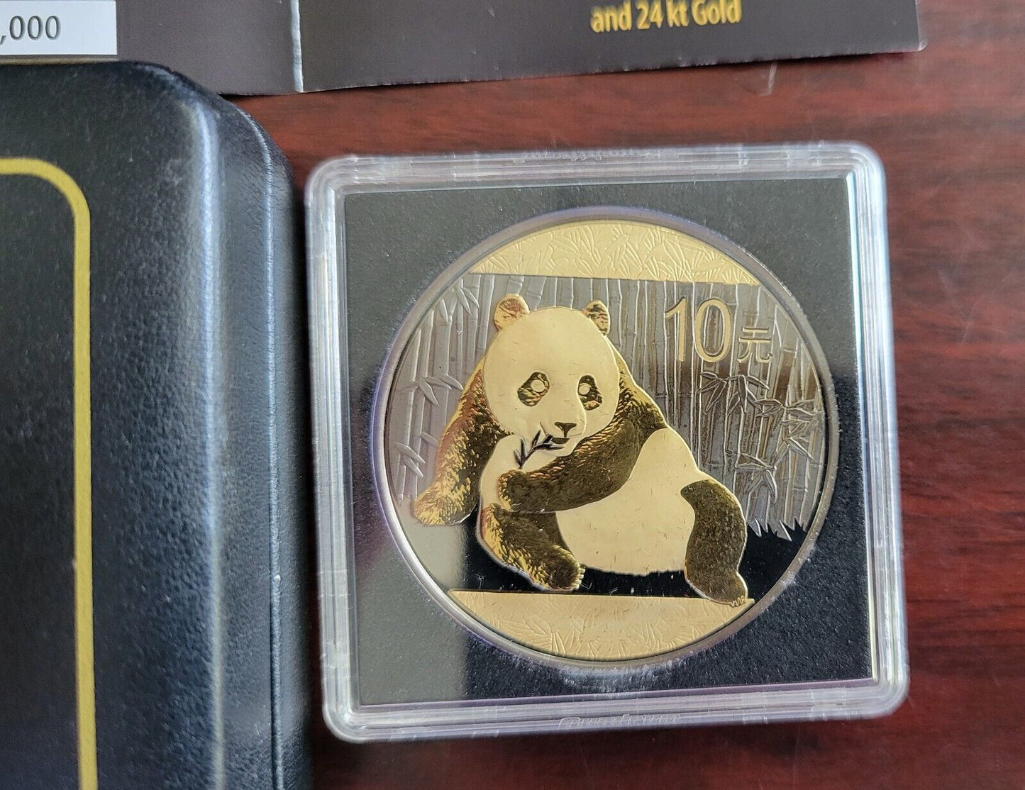 2015 China 10 Yuan 1oz .999 Fine Silver Golden Panda Black Ruthenium Finish