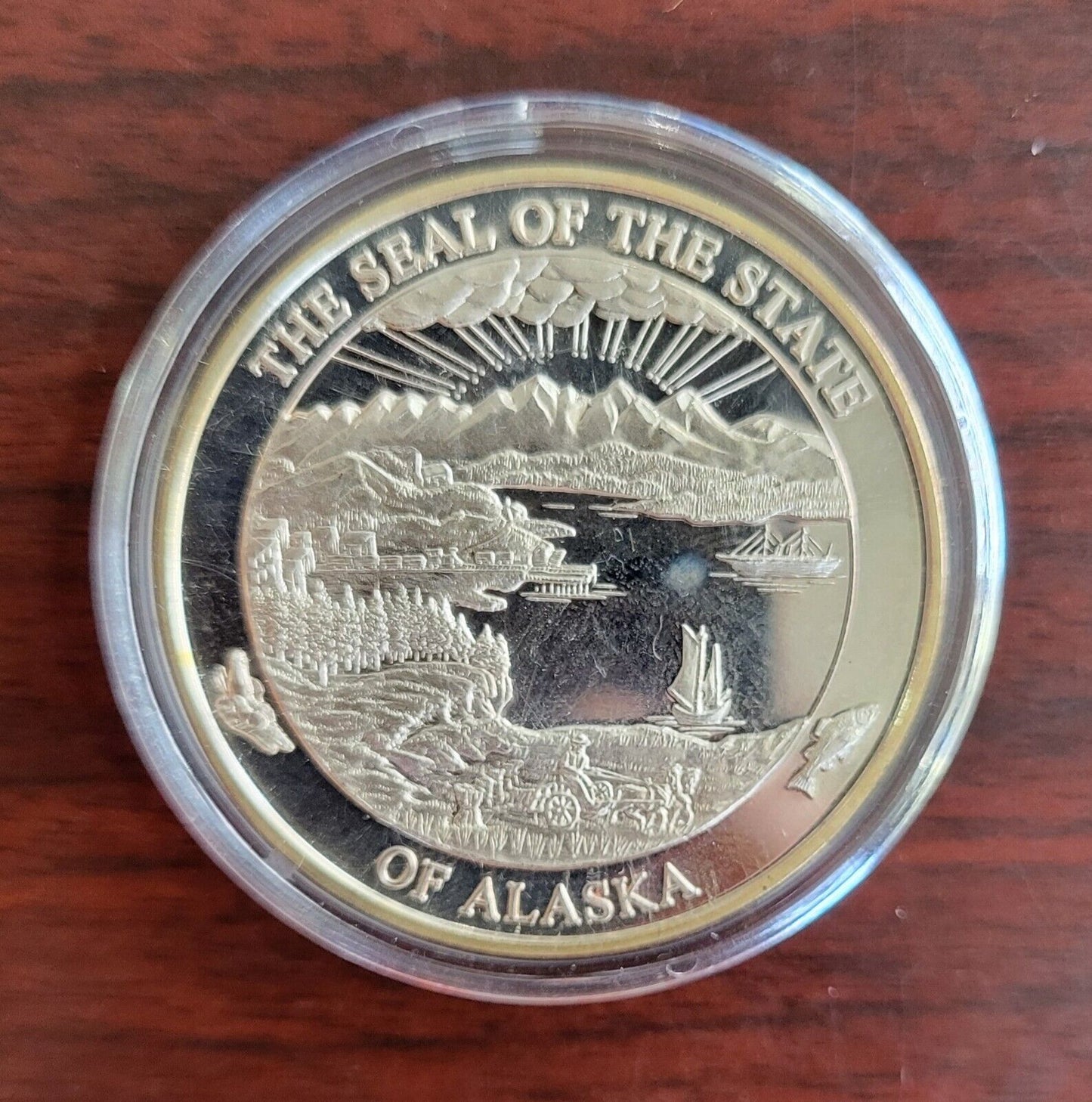 Alaska Mint Prospector 1oz .999 Fine Silver  Colored Enameled Round Encapsuled