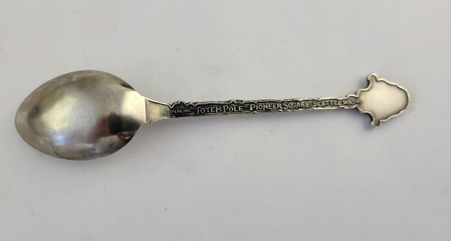 Chief Seattle Sterling Souvenir Spoon 5 1/4" Silver .56oz. Angeline Totem Pole