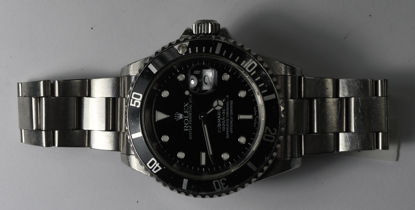 2000 Men's Rolex 16610 Submariner Black 41mm Stainless 7.5" Wrist 3135