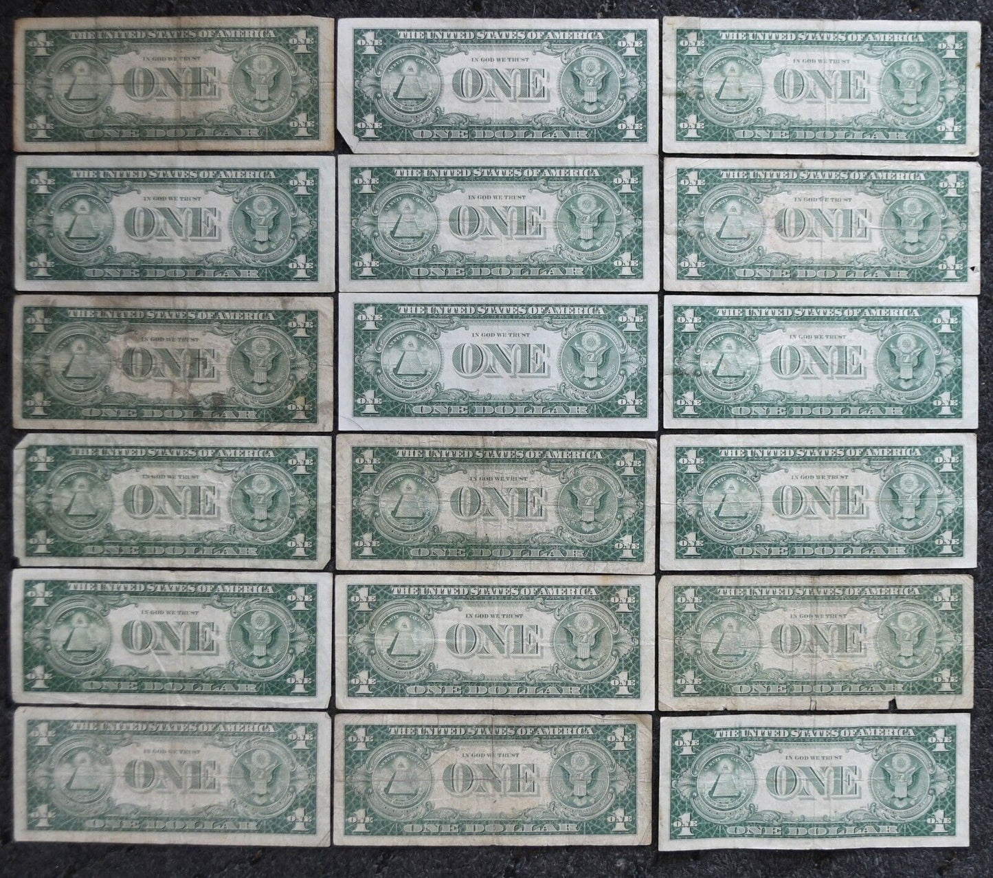 18-  1935 H $1 One Dollar Silver Certificate Blue Seal Notes 1935H