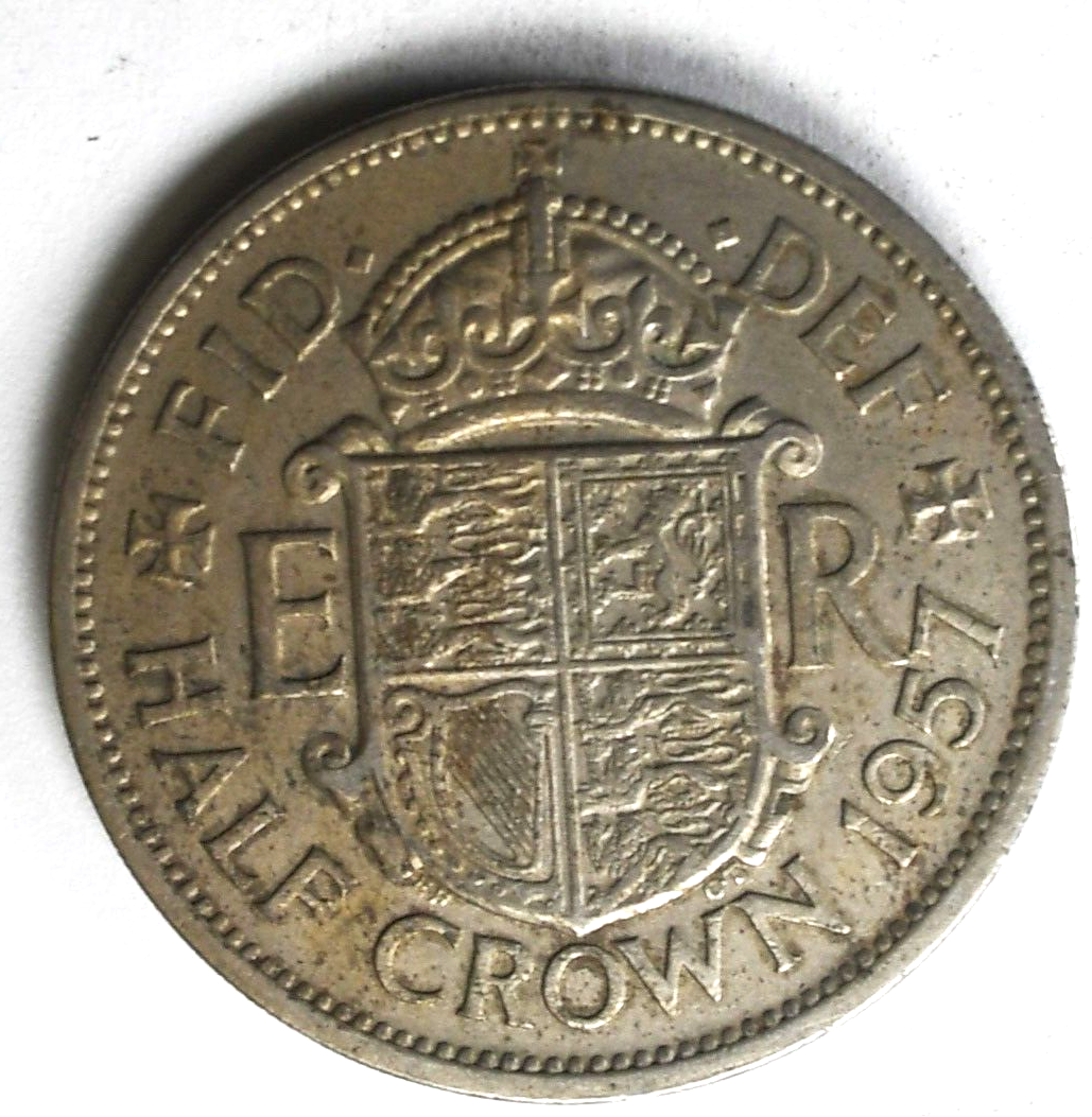 1957 Great Britain Half 1/2 Crown KM# 907 Copper Nickel Coin