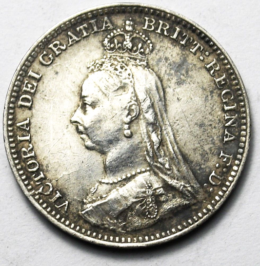 1890 Great Britain 3 Three Pence Silver Coin KM# 758